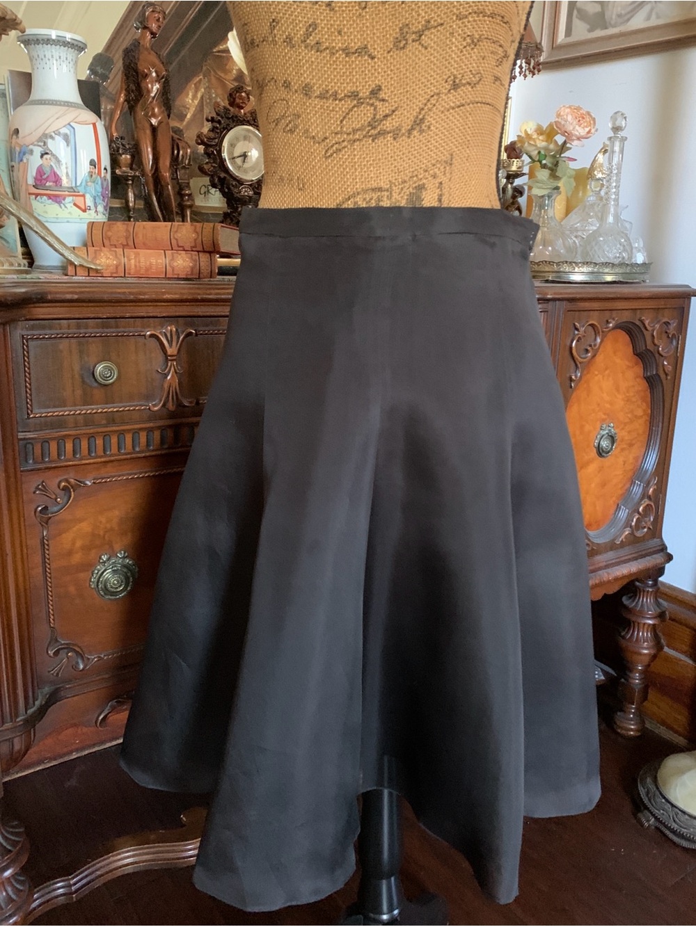 Vintage Banana Republic Black Silky Organza Chiffon Classic Skirt